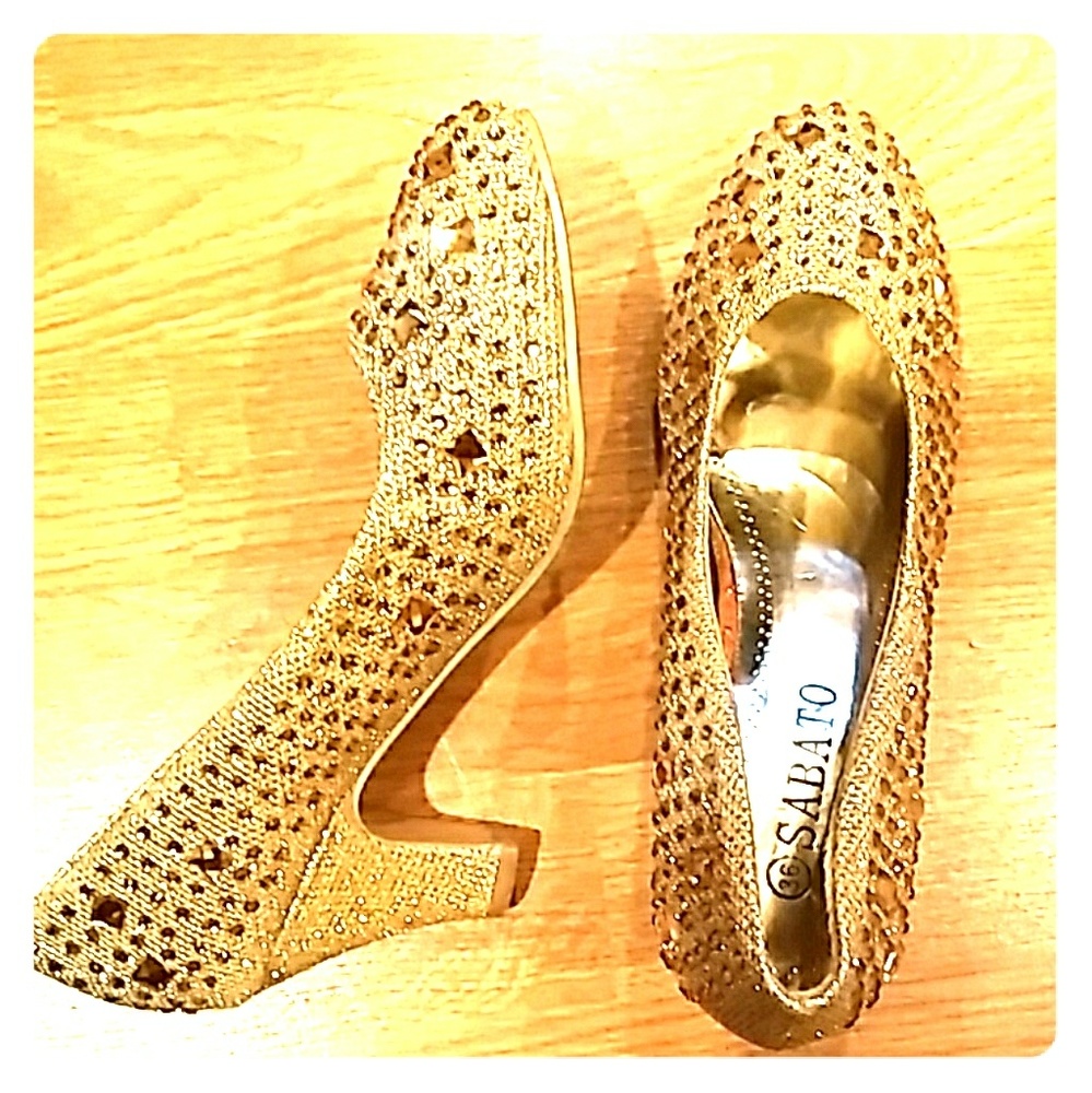 Gold Embellished Vintage Heels